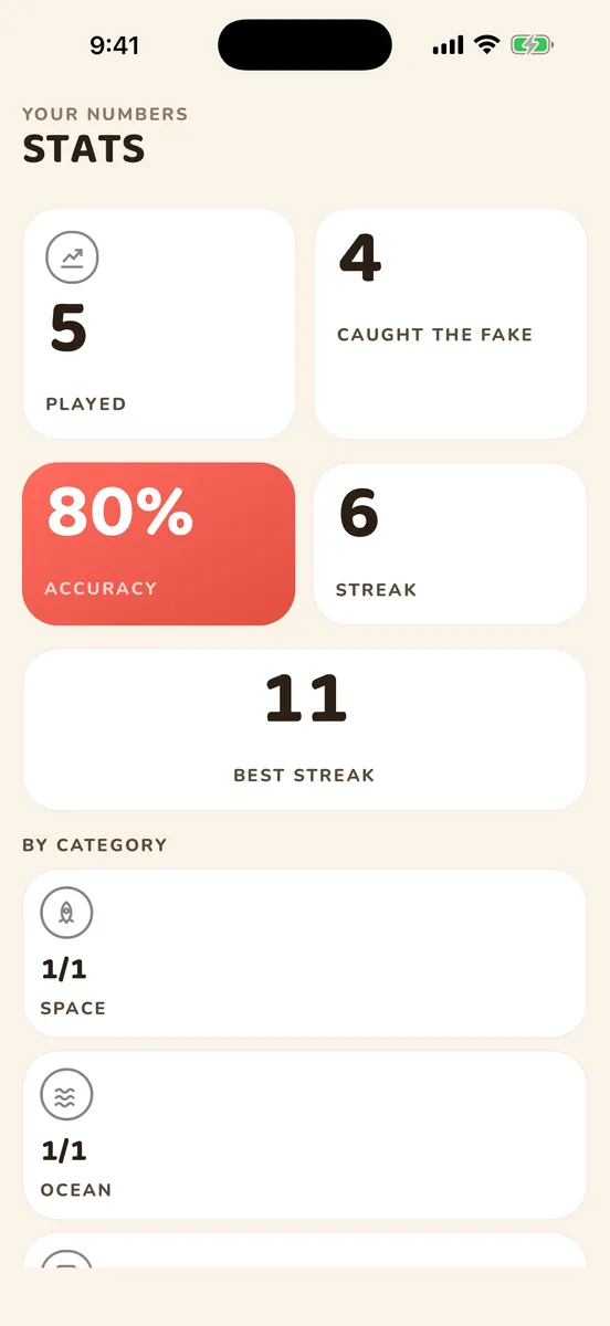Five Facts — app screenshot